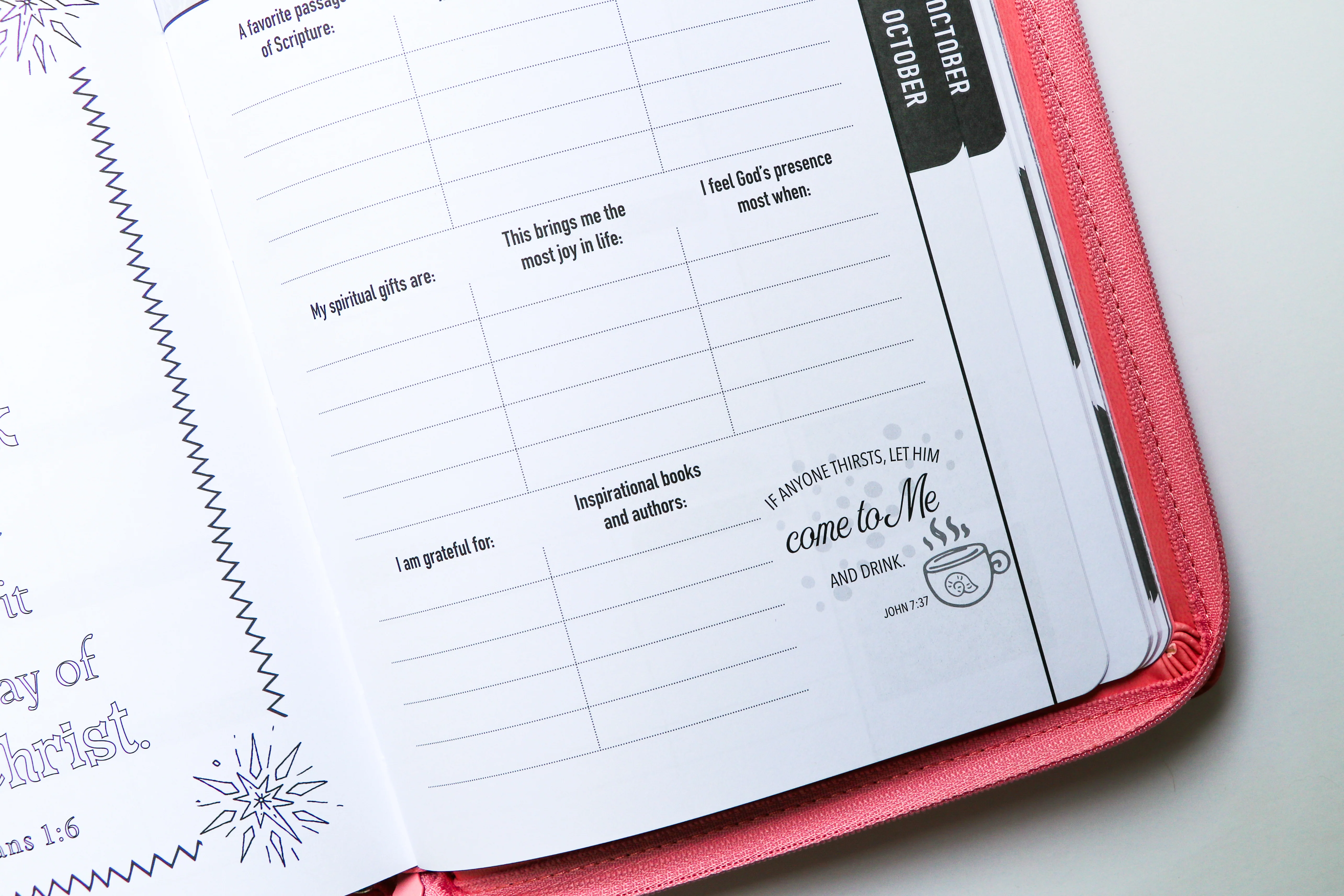 2026 NKJV 16-Month Scripture Planner, Zippered Leathersoft, Pink, The Lord Is My Light - Image 4