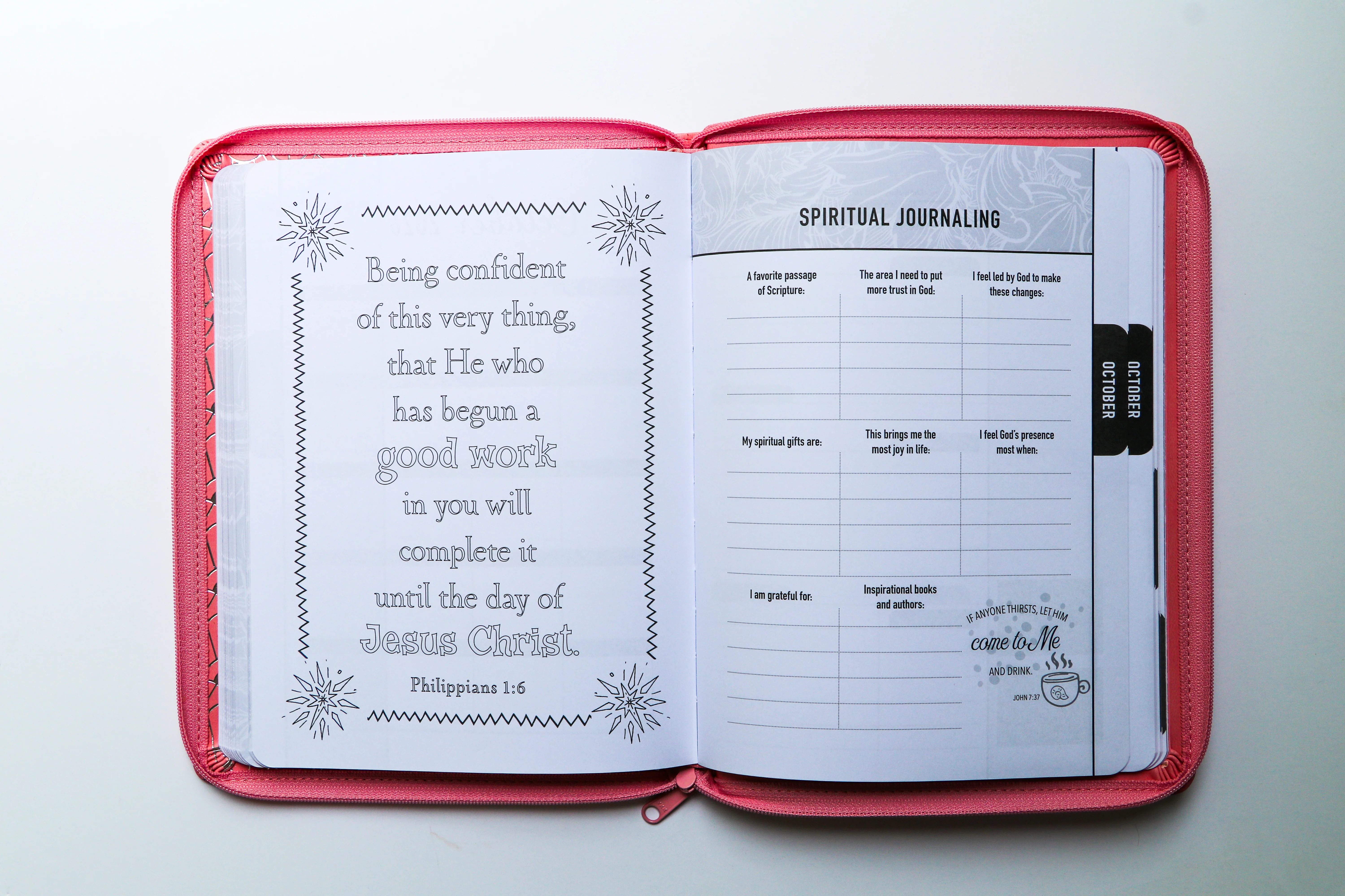 2026 NKJV 16-Month Scripture Planner, Zippered Leathersoft, Pink, The Lord Is My Light - Image 8