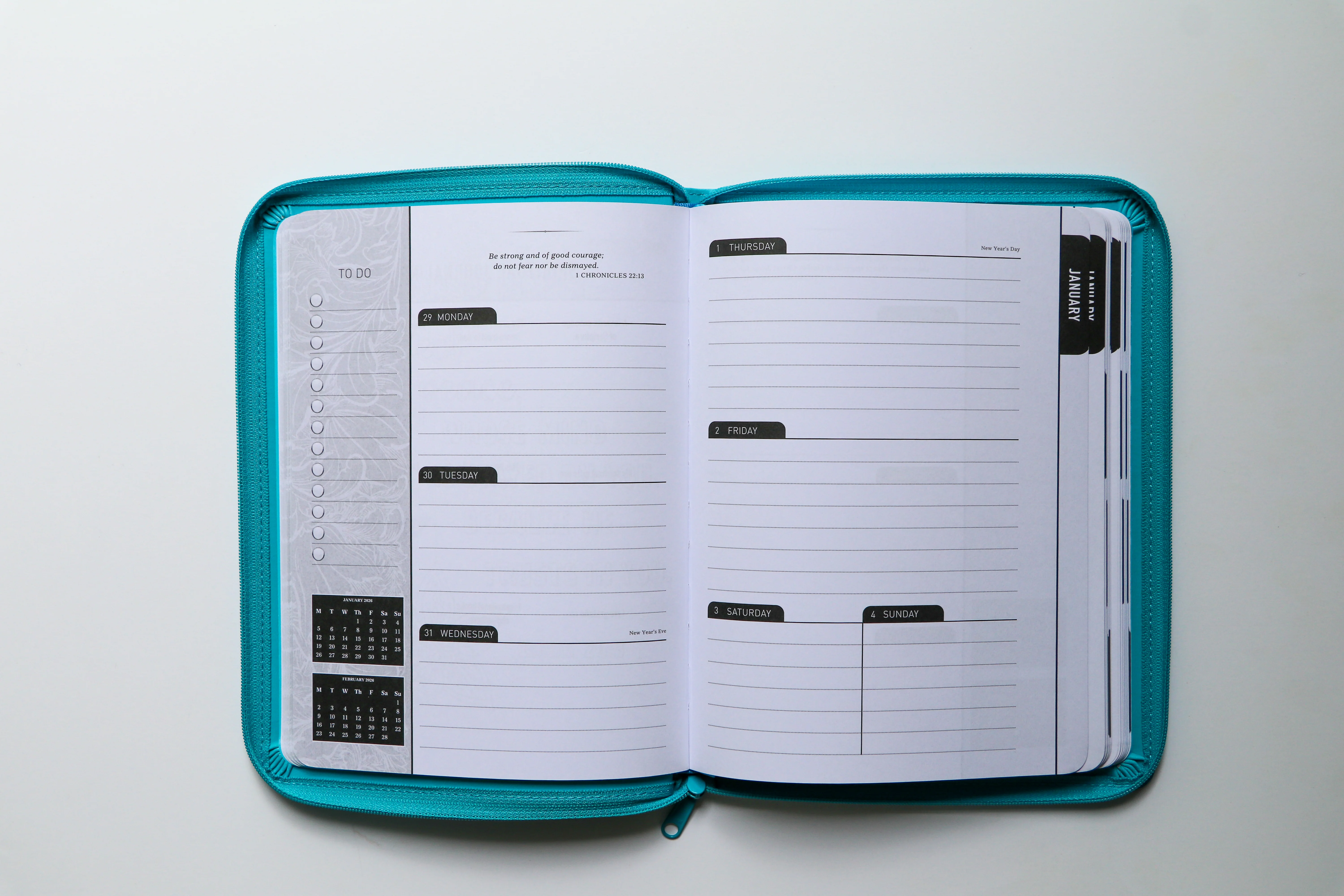 2026 NKJV 16-Month Scripture Planner, Zippered Leathersoft, Teal, May the Lord of Peace - Image 8