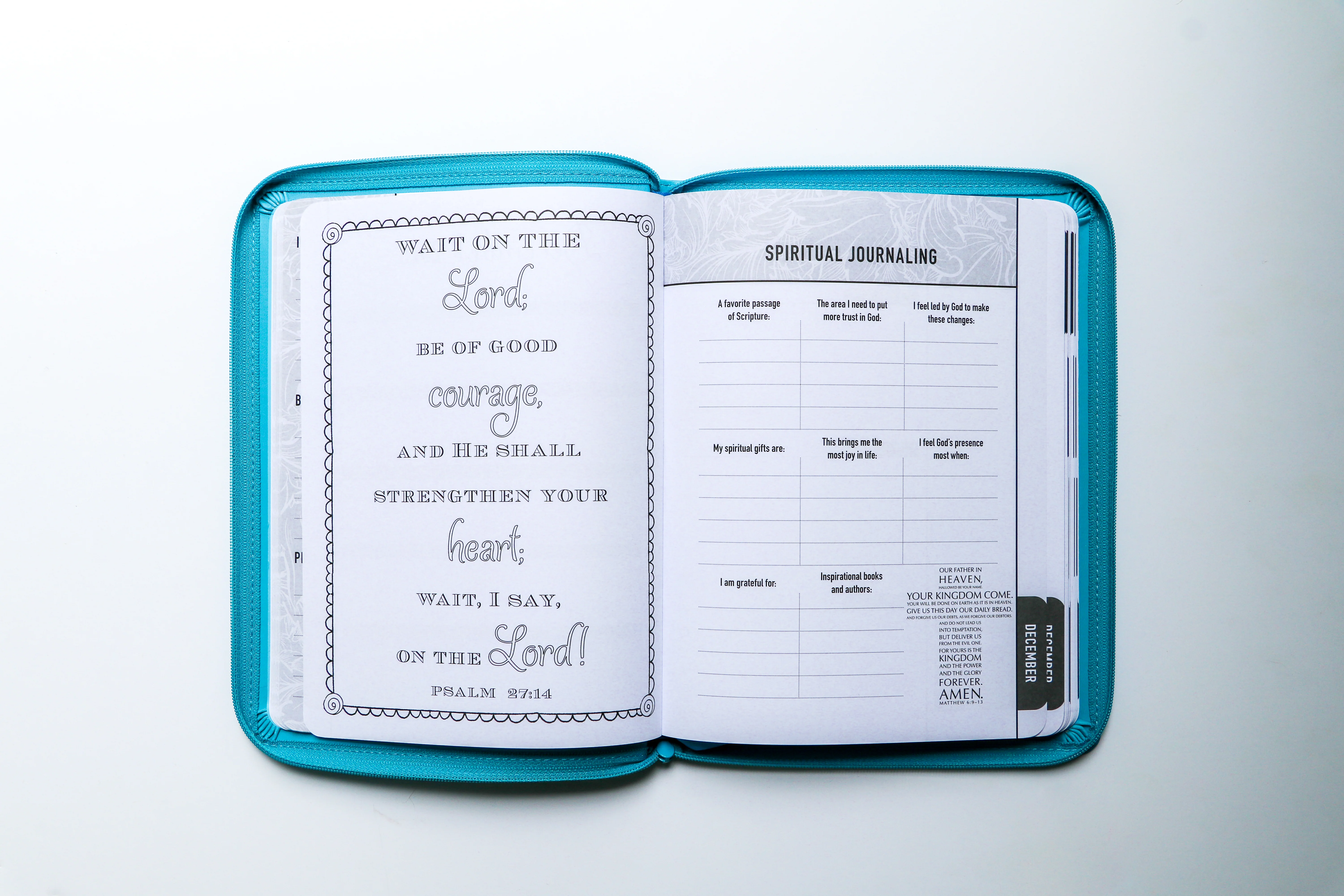 2026 NKJV 16-Month Scripture Planner, Zippered Leathersoft, Teal, May the Lord of Peace - Image 9