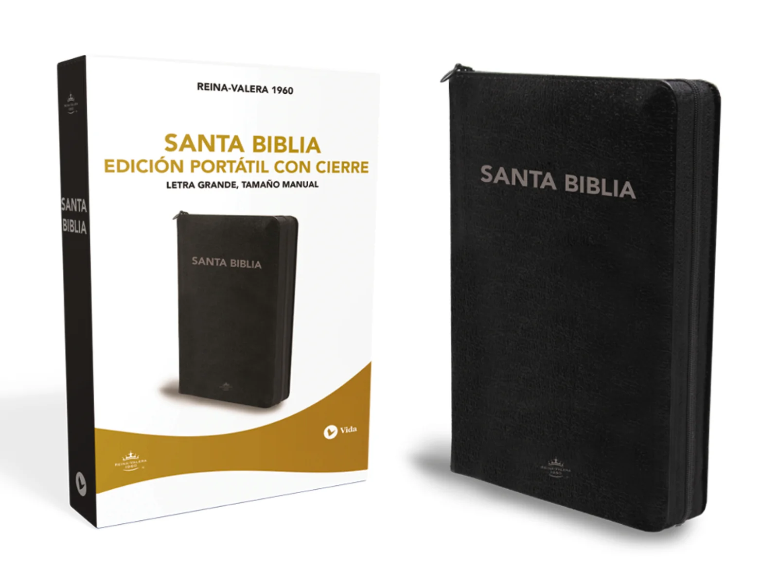 RVR60, Santa Biblia, Letra grande, Edición portátil, Leathersoft, Negro, Palabras de Jesús en Rojo, con cierre