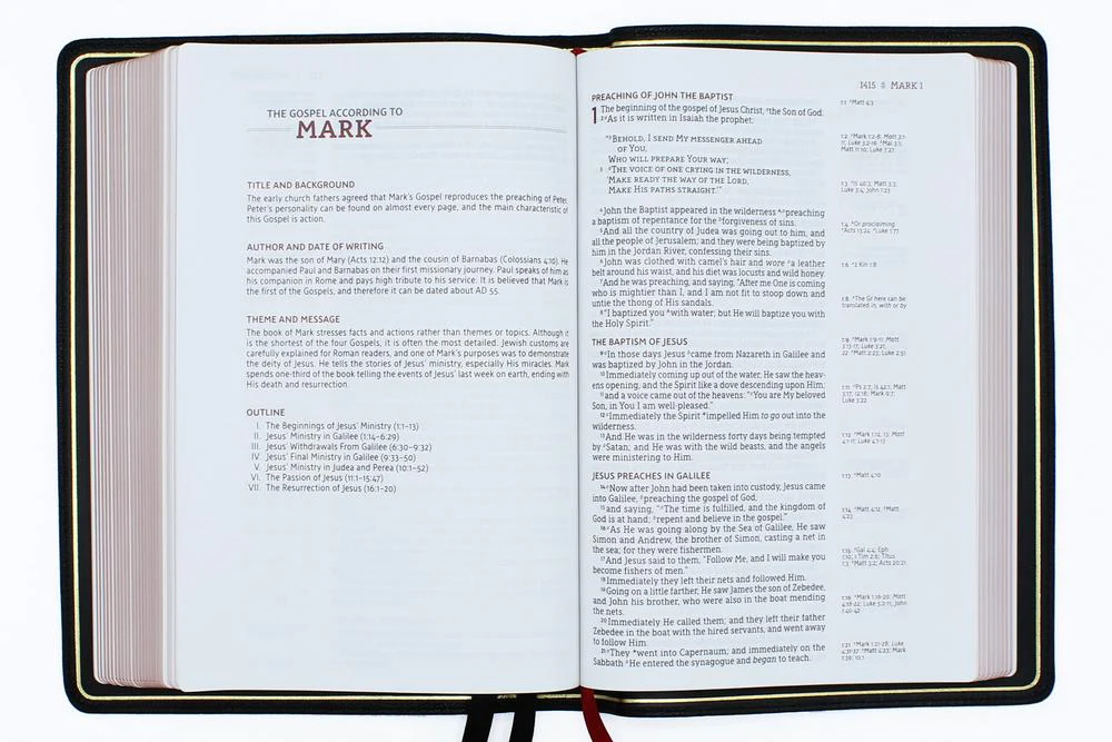 NASB, Single-Column Reference Bible, Wide Margin, Premium Goatskin Leather, Black, Premier Collection, Black Letter, 1995 Text, Art Gilded Edges, Comfort Print - Image 7
