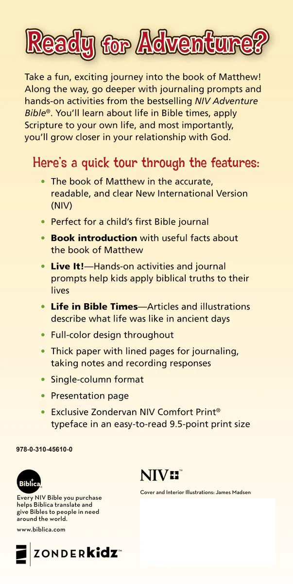 NIV, Adventure Bible Field Notes, Matthew, Paperback, Comfort Print: My First Bible Journal - Image 2
