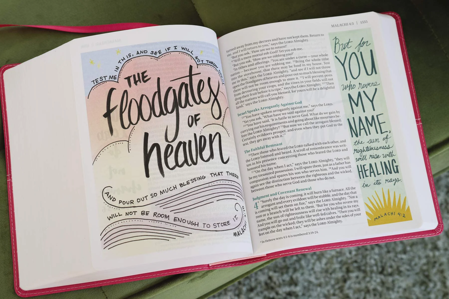 NIV, Beautiful Word Bible, Large Print, Leathersoft, Pink: 500 Full-Color Illustrated Verses - Image 15