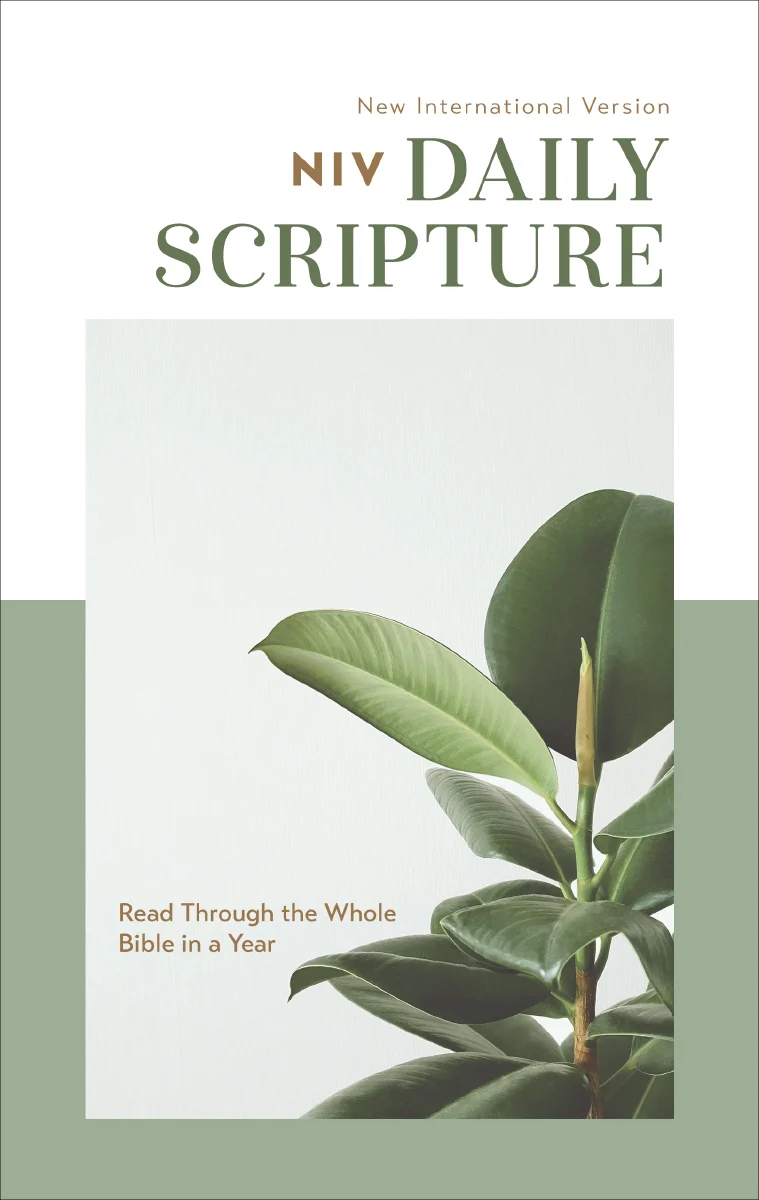 NIV, Daily Scripture, Paperback, White/Sage, Comfort Print: 365 Days to Read Through the Whole Bible in a Year