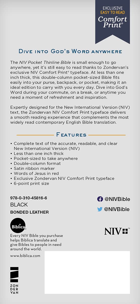 NIV, Pocket Thinline Bible, Red Letter Edition, Comfort Print - Image 5