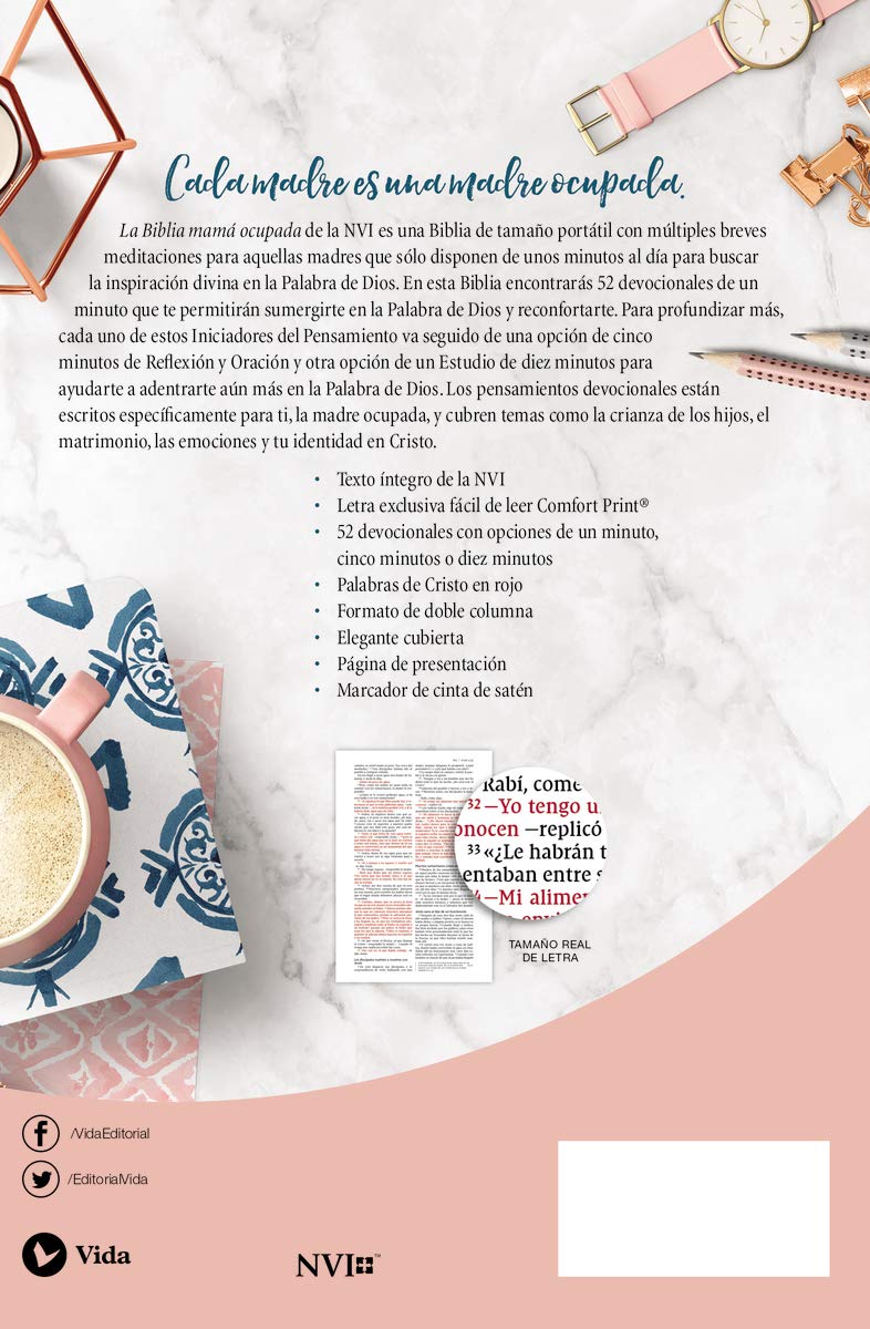 NVI, Biblia de la Mamá Ocupada, Leathersoft, Turquesa, Palabras de Jesús en Rojo, Comfort Print: Inspiración diaria aun cuando solo tienes un minuto